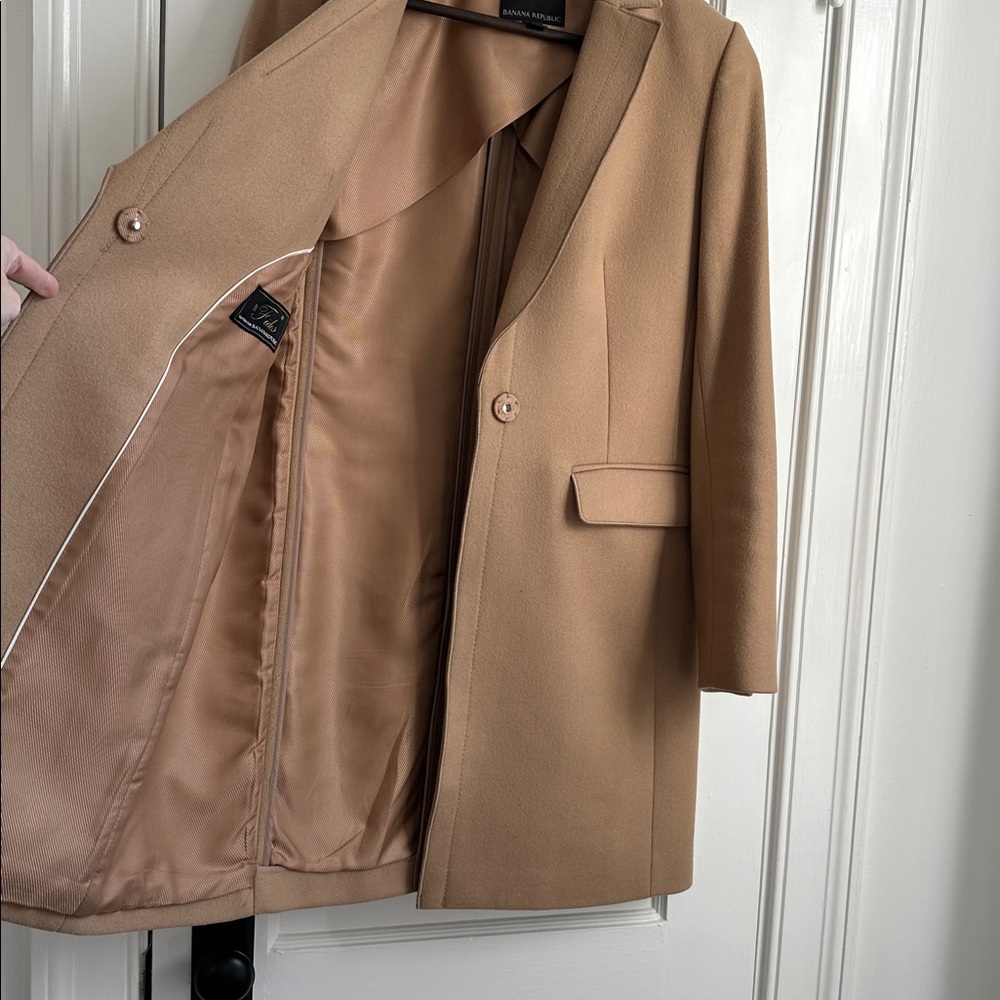 Banana Republic Tan Wool-Blend Single-Button Trench Coat - Picture 6 of 12